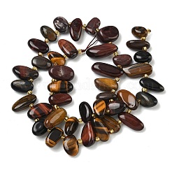 Трехцветные нити бусин из натурального тигрового глаза&nbsp;G-P604-A12-01