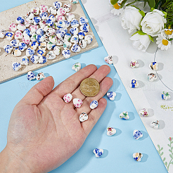 45 шт. 9-х цветные фарфоровые бусины ручной работы с принтом&nbsp;PORC-HS0001-12