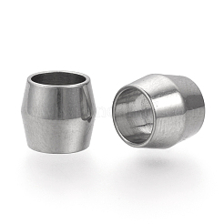 変色しにくい201ステンレススチールビーズ  バレル  大穴ビーズ  ステンレス鋼色  8.5x8mm  穴：6mm&nbsp;STAS-S072-02