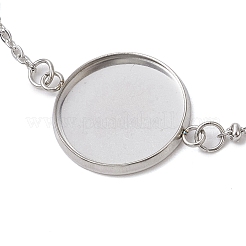 5 pz 5 stili 304 braccialetti con cabochon tondo in acciaio inossidabile&nbsp;BJEW-JB11093-02