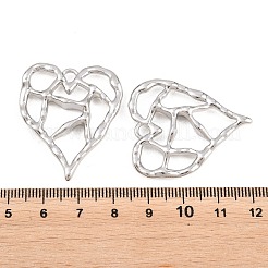 バレンタインデー合金ペンダント  ハートチャーム  カドミウムフリー＆ニッケルフリー＆鉛フリー  プラチナ  36x30x6mm  穴：2.5mm&nbsp;FIND-Z126-02P