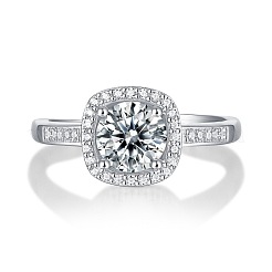 Anelli regolabili in argento sterling con micro pavé da 925 mm e moissanite placcati in rodio da donna&nbsp;WGFA800-03