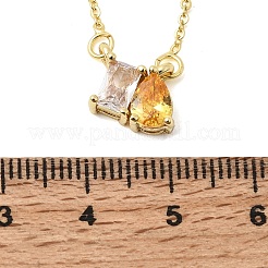 Halsketten mit rechteckigem und tropfenförmigem Anhänger aus Messing mit Zirkonia-Pavé&nbsp;KK-CBAB173-05G-01