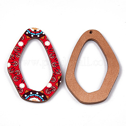 Gros pendentifs en tilleul imprimé&nbsp;WOOD-S045-058B