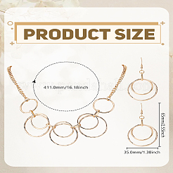 Комплект из колье и сережек-подвесок из сплава колец&nbsp;SJEW-LP0001-50