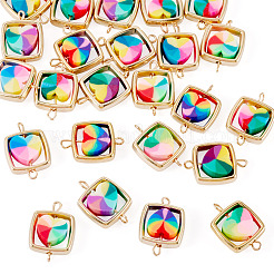 25 Stück Polymer Clay Herz & CCB Quadrat Rahmen Glieder Verbinder Charms&nbsp;CLAY-TADJ0001-05