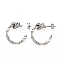 304ステンレススチールノットスタッドピアス  ステンレス鋼色  24.5x7.5mm&nbsp;EJEW-S272-04P