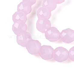 ジェイド風ガラスビーズ連売り  ラウンド  多面カット  パールピンク  4x3.5~4mm  穴：0.6~0.8mm  約94~99個/連  13.78~14.57''（35~37センチメートル）&nbsp;GLAA-T028-4mm-11E