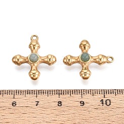 Natürlicher grauer Aventurin & 304 Edelstahl-Kreuzanhänger&nbsp;STAS-H221-01G-01