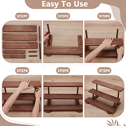 3-уровневые деревянные подставки для демонстрации ювелирных изделий&nbsp;ODIS-WH0086-104B