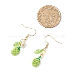 Boucles d'oreilles pendantes en forme de pomme avec perles de verre faites à la main&nbsp;EJEW-MZ00575