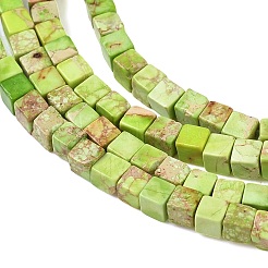 ナチュラルインペリアルジャスパービーズ連売り  染め  キューブ  薄緑  3x3x3mm  穴：1mm  約127個/連  15.75''（40センチメートル）&nbsp;GG-CBA6BAC-G04-06