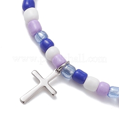 Регулируемые браслеты с подвесками из стеклянных бусин&nbsp;BJEW-JB13287