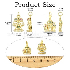 6 pendentif en laiton serti de micro-pavés de zirconiums cubiques&nbsp;KK-CJ0005-74