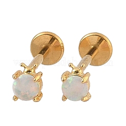 Orecchini a bottone in opale sintetico in acciaio inossidabile 304&nbsp;EJEW-B143-01G-01