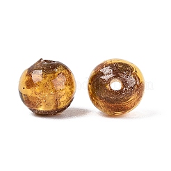 手作りゴールドパウダー入りランプワークビーズ  ラウンド  ペルー  8~8.5mm  穴：1.4~1.6mm&nbsp;LAMP-N045-01A-08