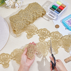 10 ярд полиэфирной цветочной кружевной ленты&nbsp;OCOR-WH0101-186