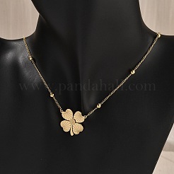 Ожерелья с подвеской в виде клевера из нержавеющей стали 304 NJEW-V001-09G