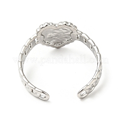 Не тускнеющее кольцо-манжета из нержавеющей стали 304 с надписью «люблю тебя» в форме сердца для женщин&nbsp;RJEW-I085-06P