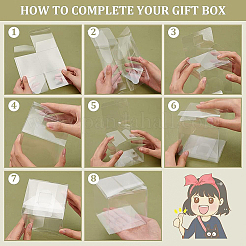 透明なプラスチック製のペットボックスのギフト包装  防水折りたたみカートン  キューブ  透明  9x9x9cm&nbsp;CON-WH0052-9x9cm