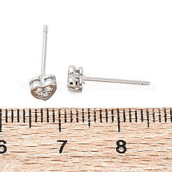 Серьги-гвоздики в форме сердца из прозрачного кубического циркония EJEW-K093-24P