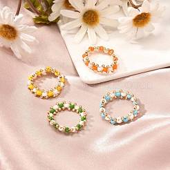 Стеклянные бусины кольца для девочек-подростков RJEW-TA00010