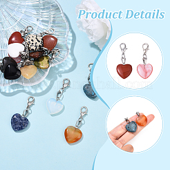 15 шт. подвеска в форме сердца из натуральных и синтетических камней&nbsp;HJEW-YW00170