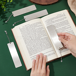 4 шт. прямоугольные пустые закладки из нержавеющей стали 201 AJEW-UN00004