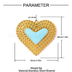 Pendentifs en acier inoxydable 304 émaillé pour la Saint-Valentin&nbsp;STAS-OY016-70G