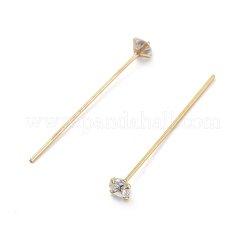 Kopfstifte aus Messing mit Mikropavé und klarem Zirkonia-Stein&nbsp;KK-M306-09G-03