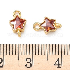 Латунные подвески-звездочки с инкрустацией из кубического циркония&nbsp;KK-P348-08G-06