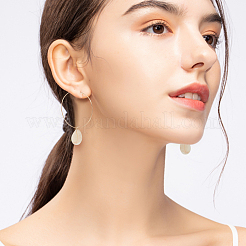 2ペア2色の天然シェルダングルビッグフープピアス  女性用合金バスケットボール妻イヤリング  プラチナ＆ライトゴールド  63~66mm  ピン：0.8mm  1ペア/カラー&nbsp;EJEW-FI0001-19