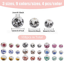 108 шт. 27 вида напечатанных фарфоровых бусин ручной работы FIND-CA0011-22