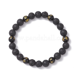 2 комплект браслетов из круглых бусин в 2 стилях: натуральный лавовый камень и обсидиан BJEW-JB12247
