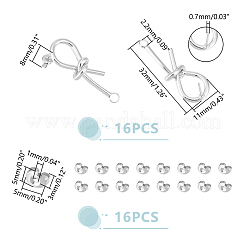 8 пара латунных сережек-гвоздиков с узелками&nbsp;KK-UN0001-83