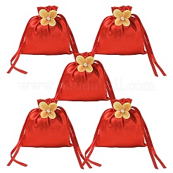 Pochettes à cordon en satin avec fleurs&nbsp;ST-CJ0048-001A