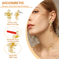 50 шт. фурнитура для сережек-гвоздиков в виде цветка из сплава FIND-DC0003-35