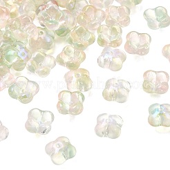 透明なガラスビーズを電気  キラキラパウダーをつけた花  ラベンダーブラッシュ  11.5~12x11.5~12x6mm  穴：1.4mm  約1369個/1000g&nbsp;GLAA-A045-03A
