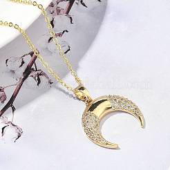 Ожерелья с подвеской из латуни с микропаве и прозрачным кубическим цирконием для женщин NJEW-S449-01A-G