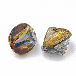 Perles acryliques bicolore transparent peint à la bombe&nbsp;X-ACRP-T005-34B