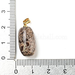 天然石瑪瑙ペンダント  金メッキ合金スナップオンベイル付きバレルチャーム  21x10.5mm  穴：3.7x4.7mm&nbsp;G-D094-05B-G