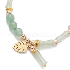 Браслеты с подвесками в виде листьев из нержавеющей стали 304&nbsp;BJEW-JB12939-02