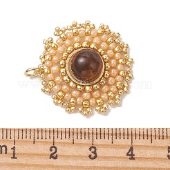 Pendentifs en œil de tigre naturel et perles de verre&nbsp;PALLOY-MZ01353-01