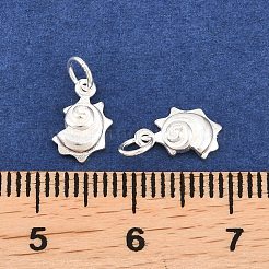 スターリングシルバーのシェル型チャーム925個  スタンプ925個付き  銀  9x5x2mm  丸カン：3.8x0.7ミリ  2.6mm内径&nbsp;STER-I023-01S-01