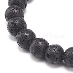 Bracelet extensible en pierre de lave naturelle et alliage pixiu&nbsp;BJEW-JB08575-02