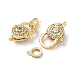 Застежки-лобстеры с прозрачным кубическим цирконием и латунным паве&nbsp;KK-M287-07G-B