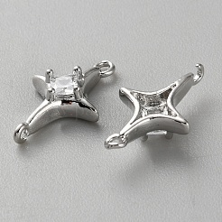 Pendentifs avec zircon cubiques à micro-pavés en laiton&nbsp;KK-WH0088-04P