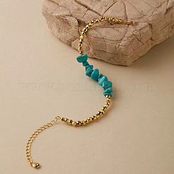 Браслеты из синтетической бирюзы и латунных бусин для женщин&nbsp;LB8294