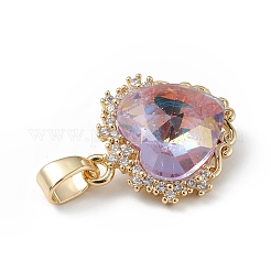 Настоящие 18-каратные позолоченные подвески из латуни с микропаве из прозрачного кубического циркония&nbsp;KK-C015-05G-03