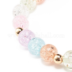 Bracciale elasticizzato con perline rotonde color caramella con ciondolo a forma di carota a forma di cuore da donna&nbsp;BJEW-JB07636-03
